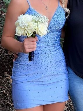 Blue Sleeveless Mini Dress